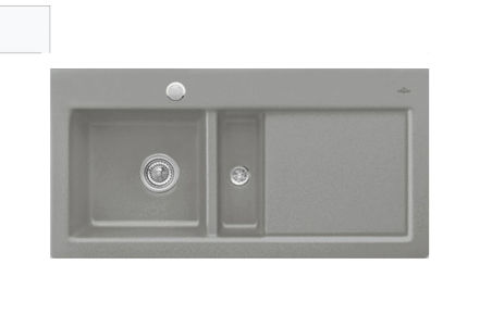 Subway Flat Snow white - Evier &agrave; fleur Villeroy & Boch 1 bac, 1 vide-sauce, 1 &eacute;gouttoir coloris Snow White