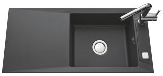 Secret Gris anthracite - Evier &agrave; encastrer Luisina 1 grand bac, 1 &eacute;gouttoir coloris Gris Anthracite