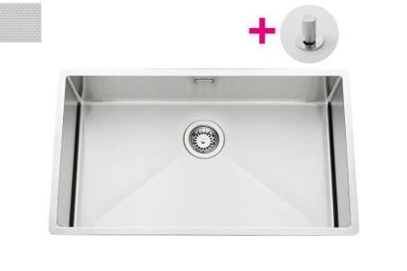 Vibrato Inox nid d'abeille - Cuve sous-plan Luisina 1 grand bac coloris Inox Nid d'abeille, vidage tirette laiton satin&eacute;e