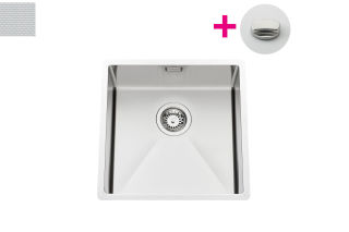Vibrato Inox nid d'abeille - Cuve sous-plan Luisina 1 bac coloris Inox Nid d'abeille, vidage rond chrom&eacute;