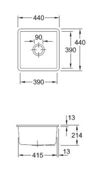 Subway SU Chromit - Cuve sous-plan carr&eacute;e Villeroy & Boch 1 bac coloris Chromit