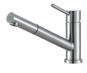 RC303/DO055 - Mitigeur de cuisine Luisina, bec pivotant inox massif avec douchette extractible monojet