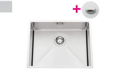 Vibrato Inox nid d'abeille - Cuve sous-plan Luisina 1 grand bac coloris Inox Nid d'abeille, vidage rond chrom&eacute;