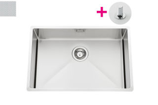 Vibrato Inox nid d'abeille - Cuve sous-plan Luisina 1 grand bac coloris Inox Nid d'abeille, vidage tirette laiton chrom&eacute;e