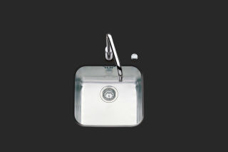 Cuves simples Inox lisse - Cuve sous-plan carr&eacute;e Luisina 1 bac coloris Inox lisse, vidage manuel