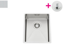 Vibrato Inox nid d'abeille - Cuve sous-plan Luisina 1 bac coloris Inox Nid d'abeille, vidage tirette laiton chrom&eacute;e