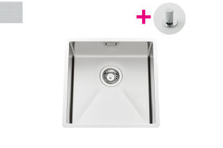 Vibrato Inox nid d'abeille - Cuve sous-plan Luisina 1 bac coloris Inox Nid d'abeille, vidage tirette laiton satin&eacute;e