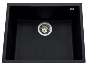 Quadrille Noir M&eacute;tal - Cuve sous-plan Luisina 1 grand bac coloris Noir M&eacute;tal