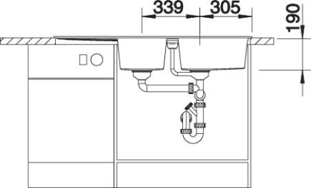 EVIER BLANCO METRA 8S SG GRIS ROCHER &SIPHON