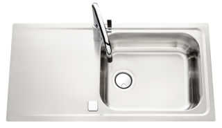 Fagotto Inox lisse - Evier &agrave; encastrer Luisina 1 grand bac, 1 &eacute;gouttoir coloris Inox lisse