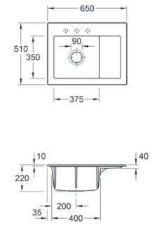 Subway Compact Chromit - Evier &agrave; encastrer Villeroy & Boch 1 bac, 1 &eacute;gouttoir coloris Chromit