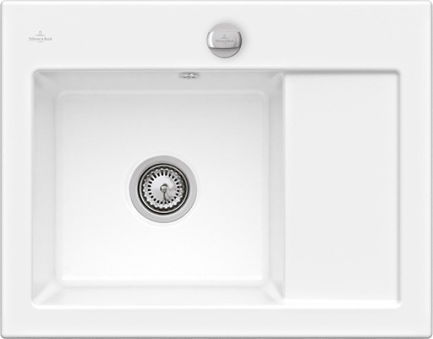 Subway Compact Blanc - Evier &agrave; encastrer Villeroy & Boch 1 bac, 1 &eacute;gouttoir coloris Blanc